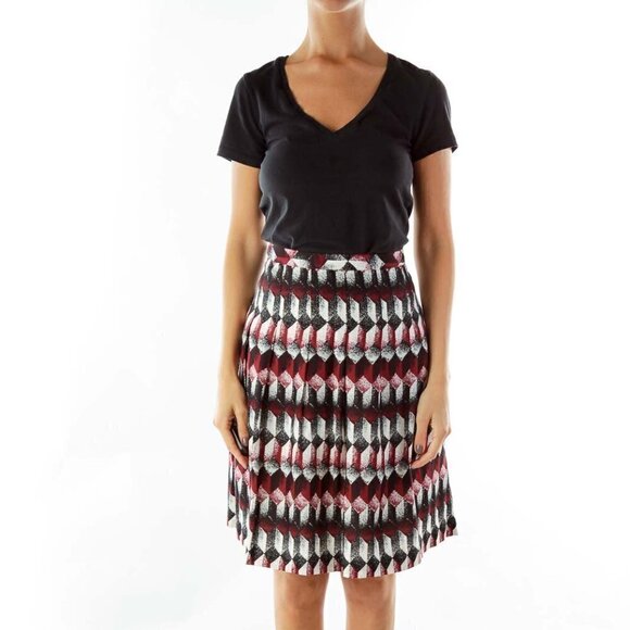 LOFT Dresses & Skirts - LOFT Black White Red Print Skirt